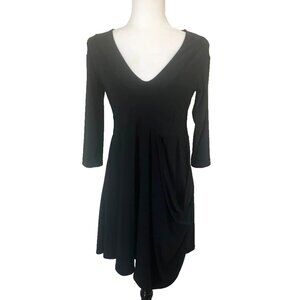 SYMPLI Tunic Blouse Top Size 6 Black Stretchy Jersey Knit Draped Pocket